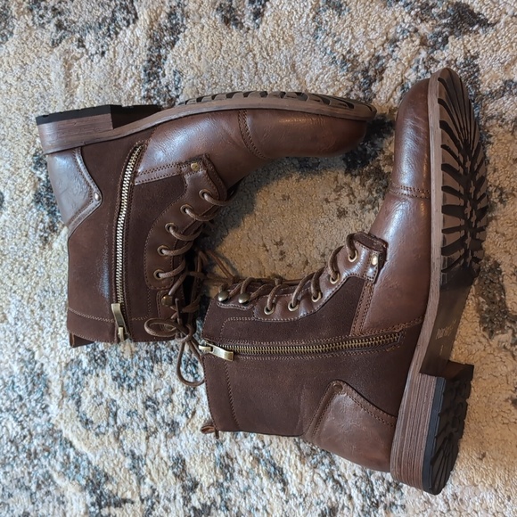 Polar Fox Men's Brown Combat Motorcycle Biker Boots New - Picture 4 of 5